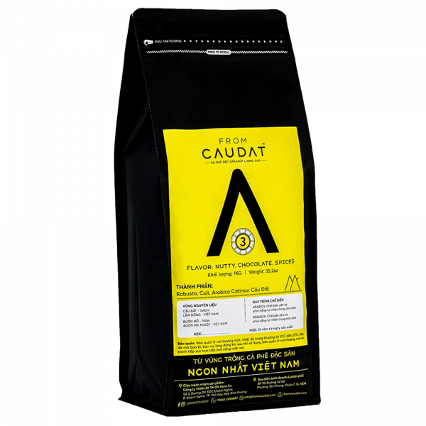 FROM CAU DAT COFFEE - 1kg A3 Cà phê đặc sản chất lượng cao (60% Robusta; 20% Arabica; 20% Culi)