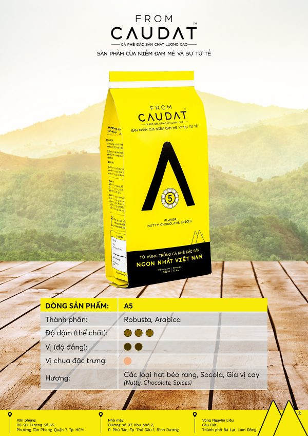 FROM CAU DAT COFFEE - 500g A5 Cà phê đặc sản chất lượng cao (70% Robusta 30% Arabica Cầu Đất)