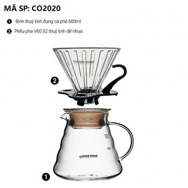 FROM CAU DAT COFFEE - Bộ pha cà phê V60 phổ thông thương hiệu CAFEDE KONA