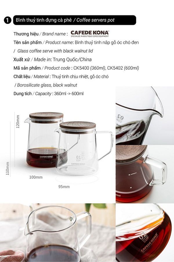 FROM CAU DAT COFFEE - Bộ pha cà phê V60 hiện đại thương hiệu CAFEDE KONA